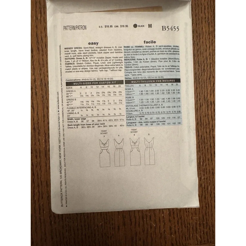 Butterick Maggy London Women’s Dress Sewing Pattern B5455 Sizes 14 16 18 20